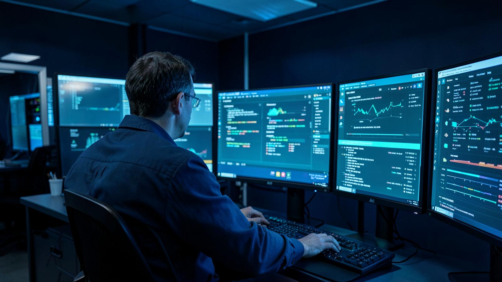 Cloud operations engineer reviewing infrastructure dashboards