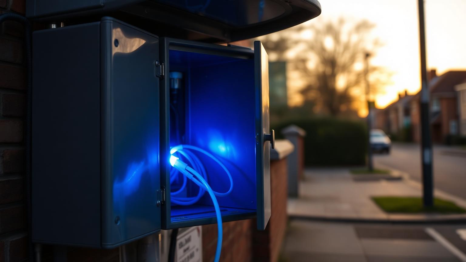 Openreach street cabinet serving FTTC business broadband