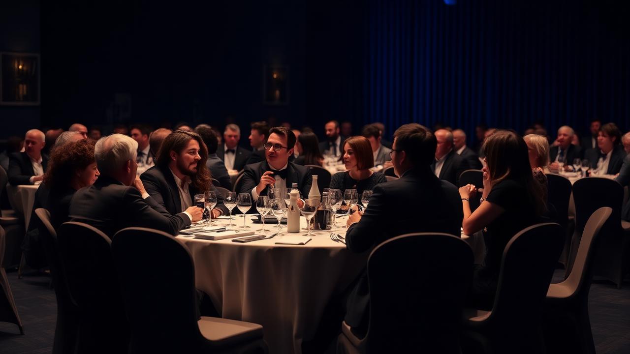 Awards finalists seated at a ceremony table