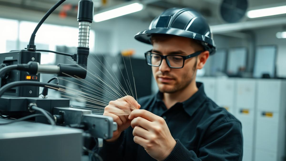 Fibre engineer splicing strands during a dedicated leased line install