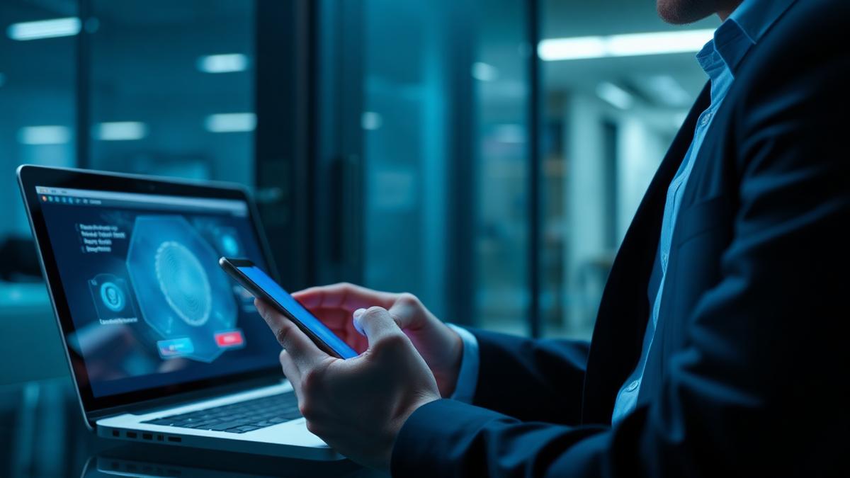 Employee verifying identity on a phone before gaining access to company systems