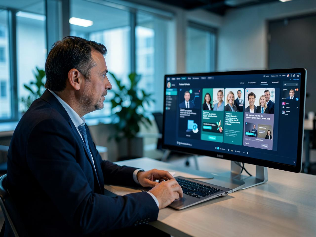 Advisor on a call with a live assistant suggestion panel open on a second screen